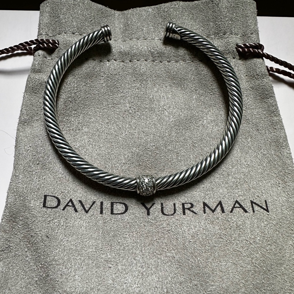 David Yurman 4mm Classic Cable Pave Diamond Bracelet